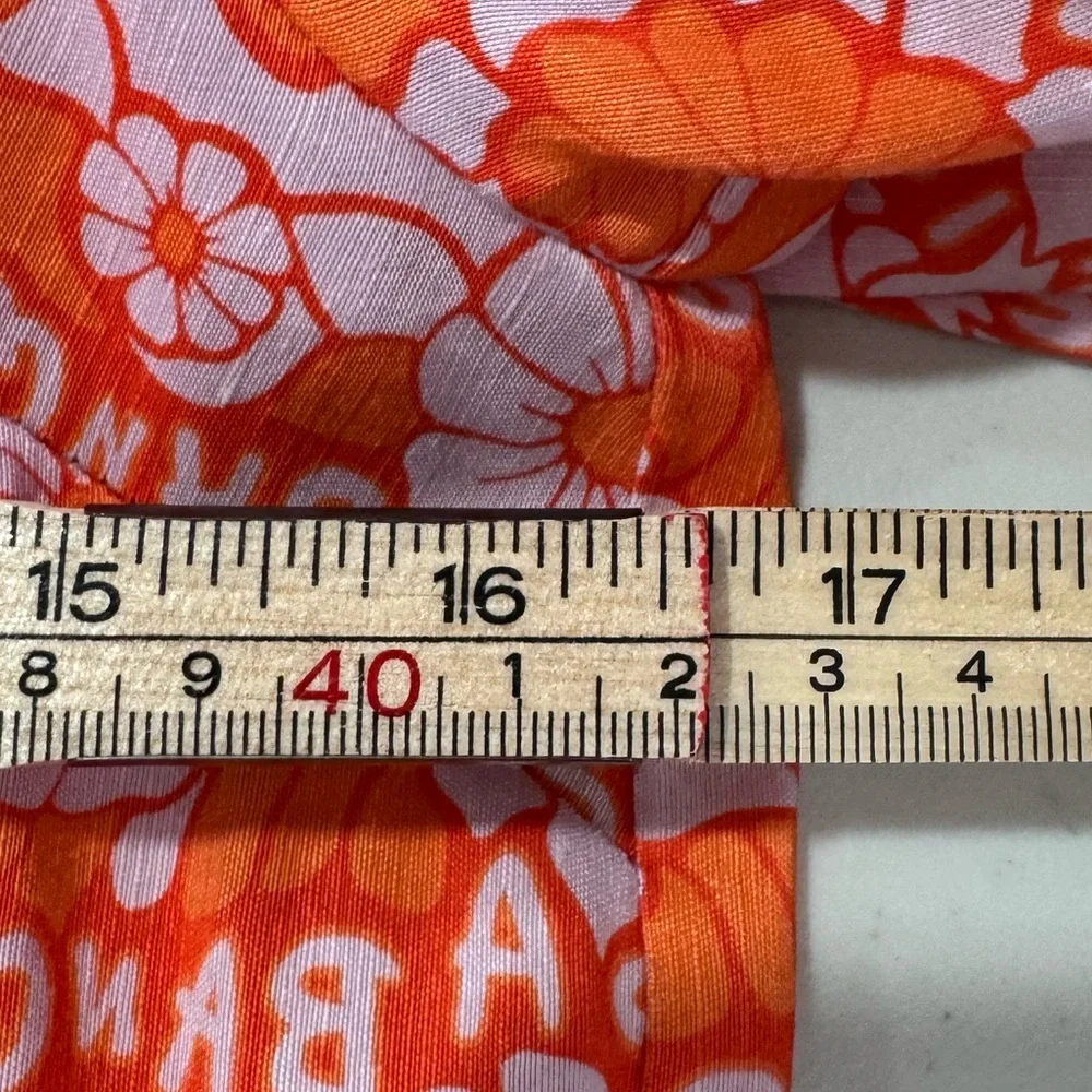 Lingua Franca Women Linen Blend Banquet Floral Drop Waist Dress Size XS - Picture 6 of 7